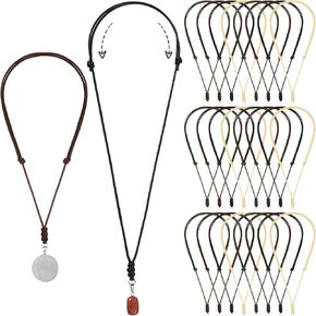 Tondiamo 32 PCS Rope Netclace قلادة قابلة للضبط قلادة قابلة للتعديل مع حلقة معدنية مصنوعة يدويًا للتعليق على المعلقات البوي