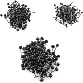 TEGG العيون الزجاجية الاصطناعية 300pcs 3sizies الفاصوليا السوداء نوع العيون الكرة لألعاب DIY عيون إبرة سود