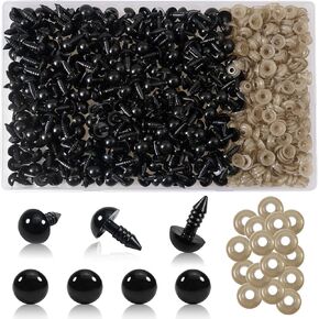 TOOB 300PCS عيون الأمان لـ Amigurumis مع غسالات 8 مم من الكروشيه الحرفية للكروشيه الحيوانات المحشوة بدمية صنع دمية