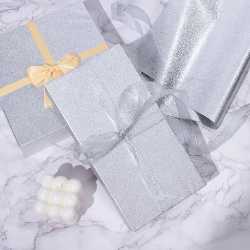 Rancco Glitter Wrapping Paper- Rose Gold/Silver/Gold/Dark brown Color Sparkle Paper for Christmas, New Year's Eve, Birthday, Wedding, Baby Shower, Party, Craft Paper Decor Gifts, 4PC,19.7''X 27.6'' in Saudi Arabia