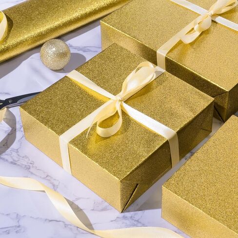 Rancco Glitter Wrapping Paper- Rose Gold/Silver/Gold/Dark brown Color Sparkle Paper for Christmas, New Year's Eve, Birthday, Wedding, Baby Shower, Party, Craft Paper Decor Gifts, 4PC,19.7''X 27.6'' in Saudi Arabia