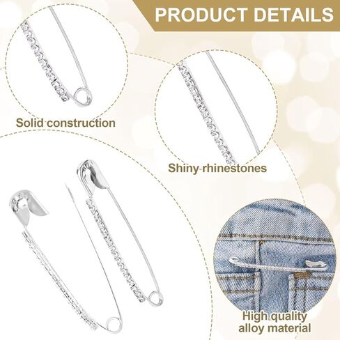 12pcs دبابيس أمان الفضة حجر الراين ، مقاطع شال سترة ، سحر بروش كريستال ، إكسسوارات زخرفية للنساء الوشاح القبعة صدر السترة in Kuwait