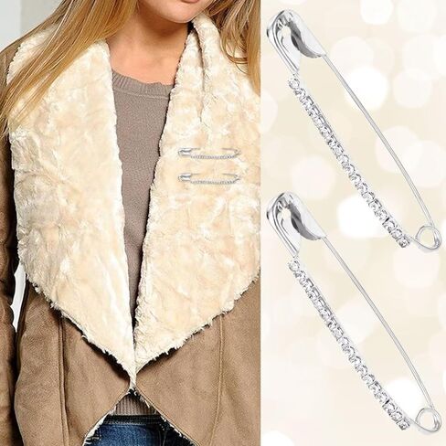 12pcs دبابيس أمان الفضة حجر الراين ، مقاطع شال سترة ، سحر بروش كريستال ، إكسسوارات زخرفية للنساء الوشاح القبعة صدر السترة in Kuwait