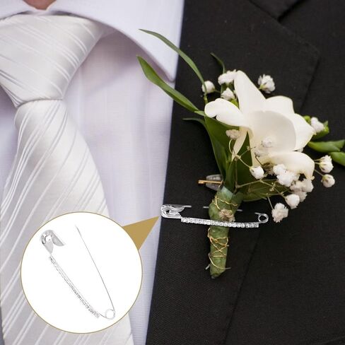 12pcs دبابيس أمان الفضة حجر الراين ، مقاطع شال سترة ، سحر بروش كريستال ، إكسسوارات زخرفية للنساء الوشاح القبعة صدر السترة in Kuwait