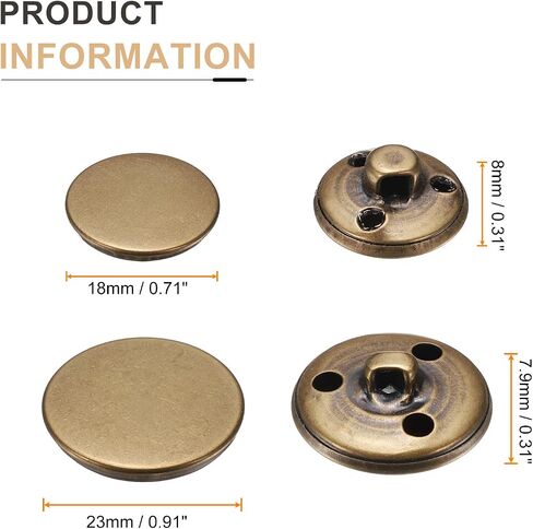 HARFINGTON Metal Antiqued Button Set 15mm 20mm Round Metal Sewing Button Brass Shank Replacement Button for Men Women Blazer Suit Woolen Coat Shirt Jacket Trousers Sewing Crafts, Bronze in Saudi Arabia