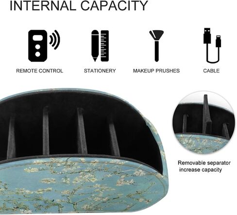 TV Remote Holder with 5 Compartments,Branches of an Almond tree in Blossom Print Office Desk Organizers,Nightstand Caddy,Storage for Eyeglasses/Cosmetic Brushs in Kuwait
