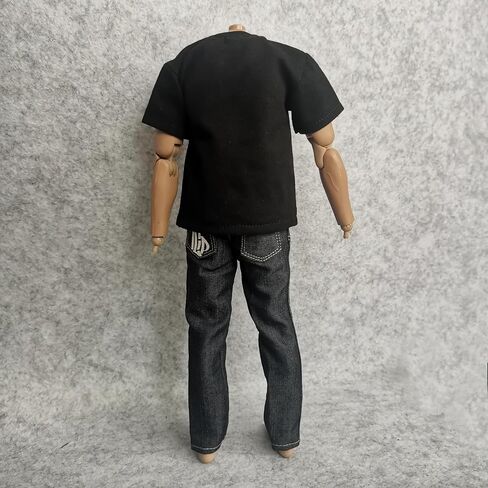 1/6 Custom Scale Clothes T-Shirt + Jean Trousers for 12" Male Action Figure Doll Clothes Toy (White) in Kuwait
