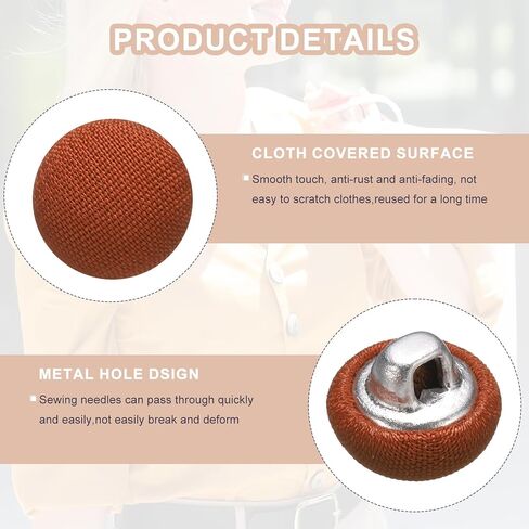 HARFINGTON 10pcs Fabric Cloth Covered Buttons 15mm Diameter Round Metal Shank Craft Replacement Sewing Buttons for Clothing Decoration DIY Accessories, Sky Blue in Saudi Arabia