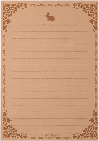 10/50/100 Pcs B5(25cm×17.6cm/9.8″×6.9″) Vintage Flower rabbit Design Letterhead Kraft Writing Paper Set Office School Supplies Stationery Letter Paper (50pcs Brown 1) in Saudi Arabia