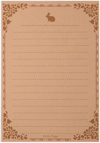 10/50/100 Pcs B5(25cm×17.6cm/9.8″×6.9″) Vintage Flower rabbit Design Letterhead Kraft Writing Paper Set Office School Supplies Stationery Letter Paper (50pcs Brown 1) in Saudi Arabia