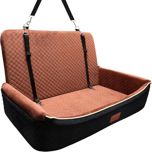 youvee Dogs مقعد السيارة والسرير 2 في 1 ، سرير سيارة الحيوانات الأليفة ل 2 أو 1 كلب متوسط/كبير يصل إلى 60 رطلا ، معززة الكلاب للمقعد الخلفي للسيارة ، مريحة وقابلة للانفصال وقابلة للغسل (أسود خارج رمادي من الداخل) in Kuwait