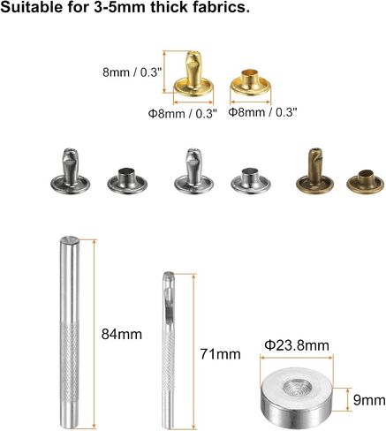 HARFINGTON 400 Sets Leather Rivets 6 x 6mm Metal Double Cap Rivet Snaps Studs Fasteners with 3pcs Setting Tools Rivets for Leather Craft DIY Repair Decoration, 4 Colors in Saudi Arabia