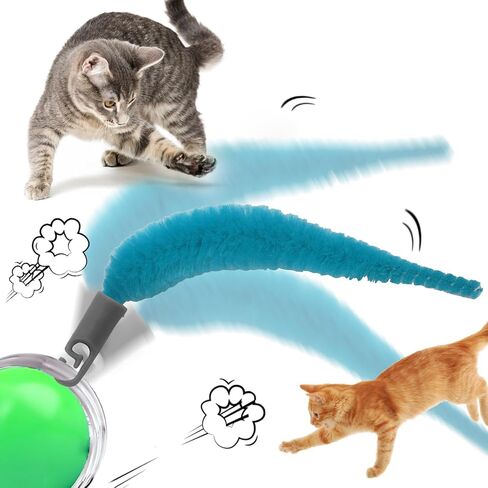 5pcs cat ball toy toy tails ، مرفقات ملحقات لعبة Cat Toy التفاعلية تلقائيًا حبل كرة متحرك (أزرق) in Kuwait