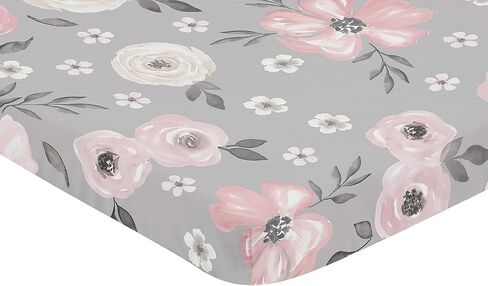 Sweet Jojo Designs Burgundy Watercolor Floral Girl Fitted Crib Sheet Baby or Toddler Bed Nursery - Blush Pink, Maroon, Wine, Rose, Green and White Shabby Chic Flower Farmhouse in Saudi Arabia