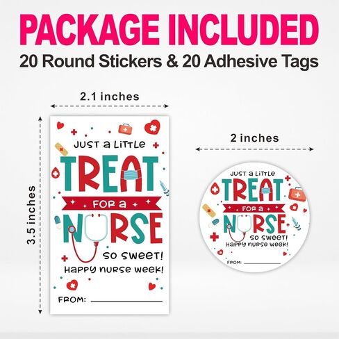 Nurse Gift Stickers, Nurses Week 20 Round Labels and 20 Rectangular Fill Out The Style Label, Thank & Tribute Hospital Staff & Care Student， for Wrapping Nursing Gifts, Gift Bags, Envelopes - A02 in Saudi Arabia