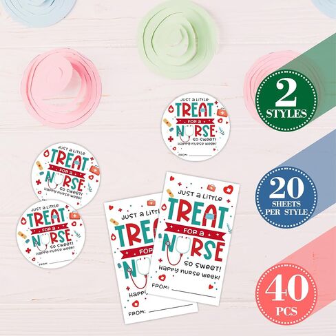 Nurse Gift Stickers, Nurses Week 20 Round Labels and 20 Rectangular Fill Out The Style Label, Thank & Tribute Hospital Staff & Care Student， for Wrapping Nursing Gifts, Gift Bags, Envelopes - A02 in Saudi Arabia
