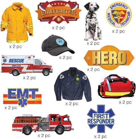 Paper House Productions First Responder Heroes على مدار 24 قطعة Scrapbook Die-Cut Foil Packt Pack in Kuwait