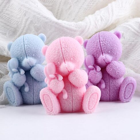 Bear Candle Mold Bear Mold Bear with Love Candle Silicone Molds Bear Resin Casting Mold for Candle Home Decorate Mold Candle Making Mold Aromatherapy Candles Gypsum Clay Craft in Kuwait