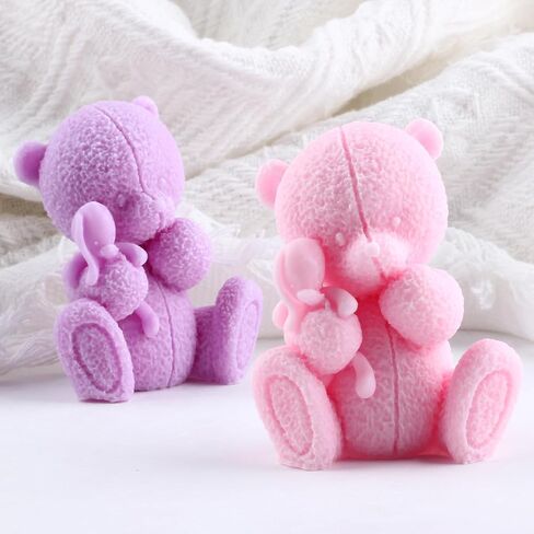Bear Candle Mold Bear Mold Bear with Love Candle Silicone Molds Bear Resin Casting Mold for Candle Home Decorate Mold Candle Making Mold Aromatherapy Candles Gypsum Clay Craft in Kuwait
