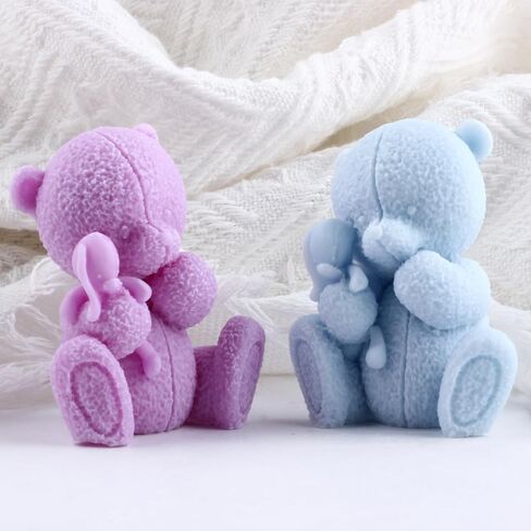 Bear Candle Mold Bear Mold Bear with Love Candle Silicone Molds Bear Resin Casting Mold for Candle Home Decorate Mold Candle Making Mold Aromatherapy Candles Gypsum Clay Craft in Kuwait