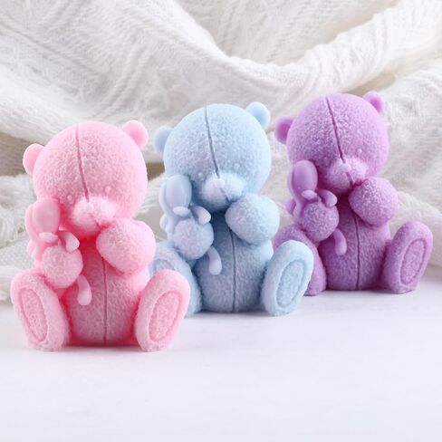 Bear Candle Mold Bear Mold Bear with Love Candle Silicone Molds Bear Resin Casting Mold for Candle Home Decorate Mold Candle Making Mold Aromatherapy Candles Gypsum Clay Craft in Kuwait