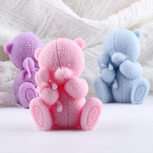 Bear Candle Mold Bear Mold Bear with Love Candle Silicone Molds Bear Resin Casting Mold for Candle Home Decorate Mold Candle Making Mold Aromatherapy Candles Gypsum Clay Craft in Kuwait