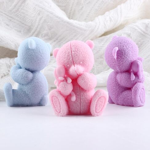 Bear Candle Mold Bear Mold Bear with Love Candle Silicone Molds Bear Resin Casting Mold for Candle Home Decorate Mold Candle Making Mold Aromatherapy Candles Gypsum Clay Craft in Kuwait