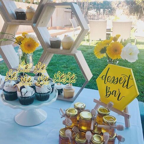 Rsstarxi 24 Pack Bumble Bee Oh Babee Cupcake Toppers Gold Glitter Bee Oh Baby Cupcake Picks for Baby Shower Gender Reveal Kids Boys Girls Birthday Party Cake Decorations Supplies in Kuwait