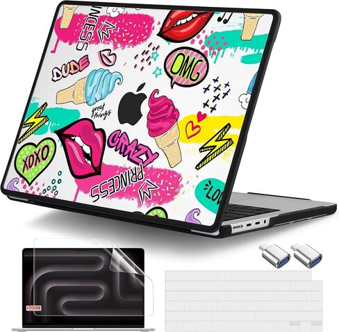 DONGKE for MacBook Pro 14 inch Case 2024-2021 Release M4 M3 M2 M1 Pro/Max Chip, Anti-Cracking & Anti-Fingerprint Plastic Hard Shell Cover with Soft Rubber Bumper for Teens, Cacti in Kuwait