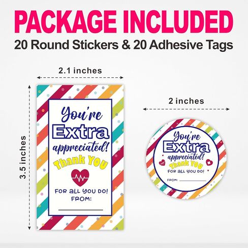 Nurse Gift Stickers, Nurses Week 20 Round Labels and 20 Rectangular Fill Out The Style Label, Thank & Tribute Hospital Staff & Care Student， for Wrapping Nursing Gifts, Gift Bags, Envelopes - A02 in Saudi Arabia