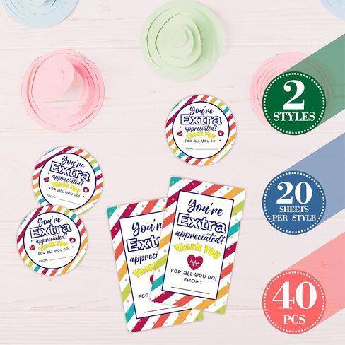 Nurse Gift Stickers, Nurses Week 20 Round Labels and 20 Rectangular Fill Out The Style Label, Thank & Tribute Hospital Staff & Care Student， for Wrapping Nursing Gifts, Gift Bags, Envelopes - A02 in Saudi Arabia