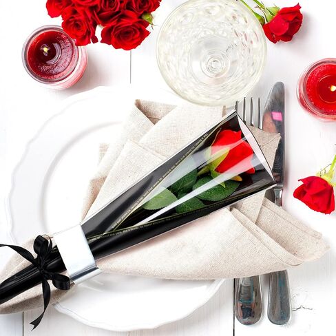 Teling 150 Pcs White Single Flower Sleeves Wrapping Bags Single Rose Florist Bouquet Packaging Bags Flower Bouquet Wrapping Bulk Mother's Day with 2 Ribbon for Wedding Birthday Gifts Supplies in Saudi Arabia