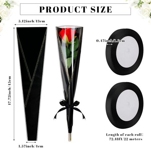Teling 150 Pcs White Single Flower Sleeves Wrapping Bags Single Rose Florist Bouquet Packaging Bags Flower Bouquet Wrapping Bulk Mother's Day with 2 Ribbon for Wedding Birthday Gifts Supplies in Saudi Arabia