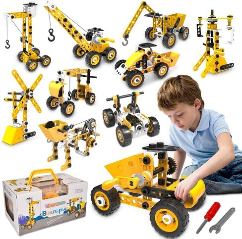 HOMETTER Educational Building Toys, STEM Learning Toy, 10 in 1 Construction Set for Preschool Kids, Engineering Toys Creative Set, Christmas Idea Gift for Boys Age 5 6 7 8 9 10+ Years Old in Saudi Arabia