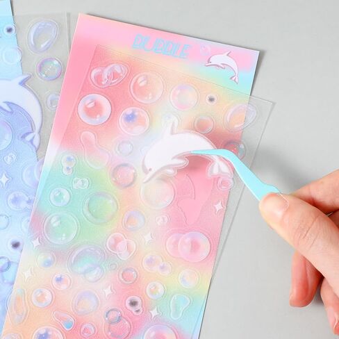 ملصقات ديكو كورية لطيفة ، 6 أوراق ملصقات بريق الفقاعة النجمة kpop photocard junk journ in Saudi Arabia