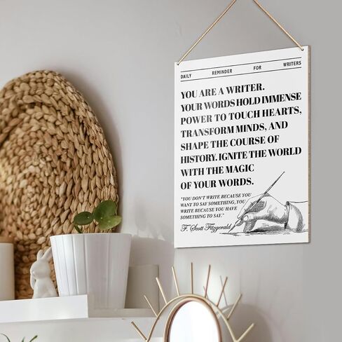 UDNADKEX Writer Wall Decor, Wonderful Wordsmith, Gift for Writer Author Novelist Typewriter, Write Inspirational Decor for Home Office Bedroom Living Room Wooden Decor Writing Motivation Decoration in Kuwait