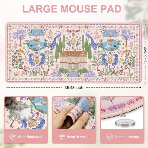 iCasso Large Gaming Mouse Pad XXL,Anti-Slip Desk Mat for Keyboard and Mouse,Long Extended Desk Matt for Desktop,Soft Lycra Surface Computer Mat,Big Mousepad for Home Office (Pink) in Saudi Arabia