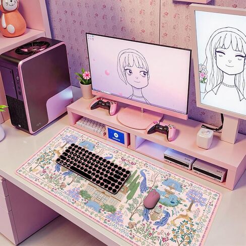 iCasso Large Gaming Mouse Pad XXL,Anti-Slip Desk Mat for Keyboard and Mouse,Long Extended Desk Matt for Desktop,Soft Lycra Surface Computer Mat,Big Mousepad for Home Office (Pink) in Saudi Arabia