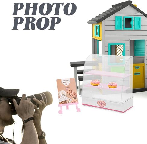 Vaguelly Miniature Bakery Cabinet Miniature Bakery Case Dollhouse Cake Bread Stand Mini Food Display Cabinet Model Dessert Display Cabinet with Sliding Door for Dollhouse Store Pink in Saudi Arabia
