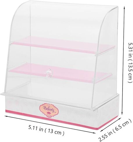 Vaguelly Miniature Bakery Cabinet Miniature Bakery Case Dollhouse Cake Bread Stand Mini Food Display Cabinet Model Dessert Display Cabinet with Sliding Door for Dollhouse Store Pink in Saudi Arabia
