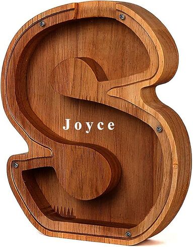 KENGEL 9 Inch 26 Wooden Letter Piggy Bank, Personalized Letter Kids Piggy Bank with Stickers, DIY Your Own Name, Piggy Bank for Kids, Adult Boys and Girls Birthday Gifts, Decorations, Souvenirs (E) in Saudi Arabia