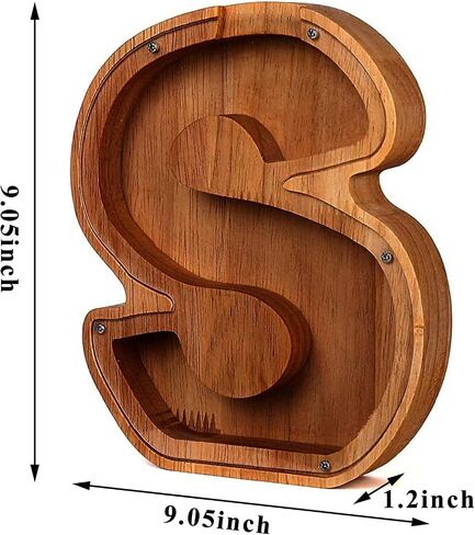 KENGEL 9 Inch 26 Wooden Letter Piggy Bank, Personalized Letter Kids Piggy Bank with Stickers, DIY Your Own Name, Piggy Bank for Kids, Adult Boys and Girls Birthday Gifts, Decorations, Souvenirs (E) in Saudi Arabia