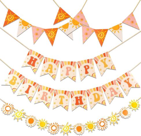 Flower Birthday Decorations,Floral Birthday Banners,with Happy Birthday Banner for Flower Bouquet,Birthday Party Decorations for Girls Women in Kuwait