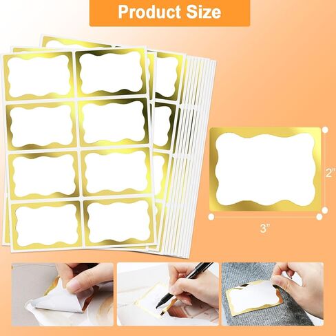 Gold Foil Name Tags Stickers, 200PCS Name Tag Stickers for School Office Home, 2"x 3" Self Adhesive Name Tags Sticker Name Badges Labels for School, Office, Home, Party, Conferences in Kuwait
