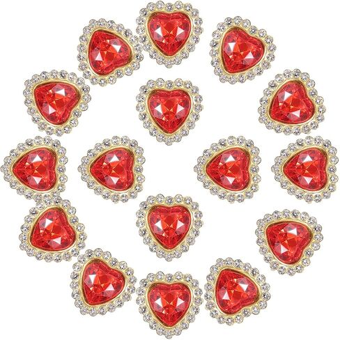 PATIKIL 16mm Heart Sew on Rhinestones, 20 Pcs Rhinestone Sequin Embellishments Crystal Glass Metal Base Flower Claw Rhinestones for Bedazzling Crafting Clothes, Light Pink in Saudi Arabia