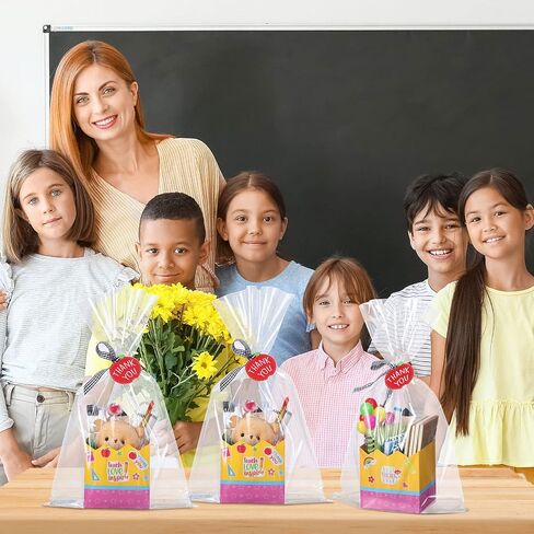 Pasimy 48 Set Teacher Appreciation Gift Bags Thank You Teacher Basket for Gifts Empty Appreciation Pencil Treat Boxes Back to School Gift Box Empty Basket Kit with Stickers for School Classroom in Saudi Arabia