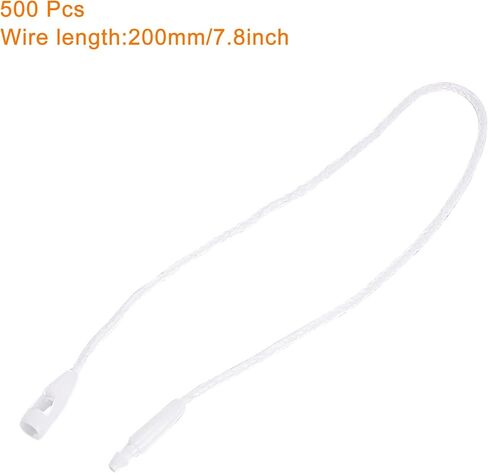 MECCANIXITY Wax Rope Hang Tag String Snap Lock Pins Loop Price Tag Fastener Plastic Tags Ties White 7.8 Inch Pack of 500 in Saudi Arabia