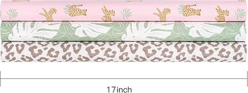 RUSPEPA Kraft Wrapping Paper Rolls - Mini Roll - for Wedding, Baby Shower, Birthday- 17 inches x 10 feet per Roll, Total of 3 Rolls, Leopard in Kuwait