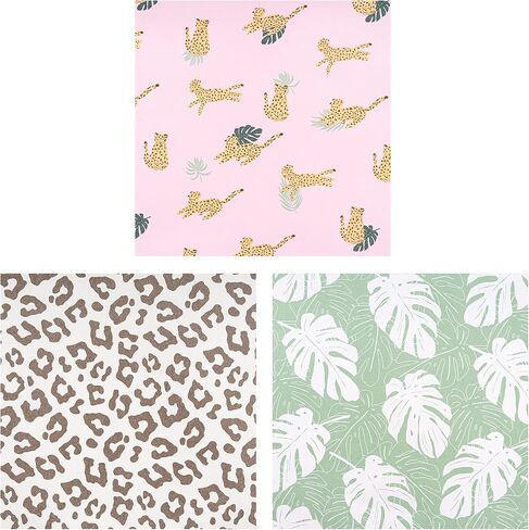 RUSPEPA Kraft Wrapping Paper Rolls - Mini Roll - for Wedding, Baby Shower, Birthday- 17 inches x 10 feet per Roll, Total of 3 Rolls, Leopard in Kuwait