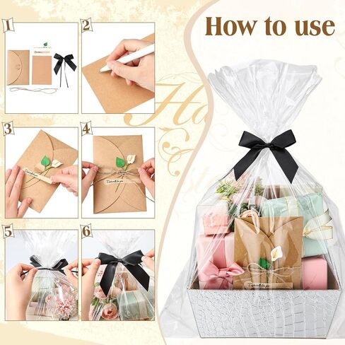 Wonderjune 5 Set Leather Empty Gift Basket with Gift Bags Bow Ribbons Greeting Cards 9.8x8.3x3.5'' Empty Basket for Wedding Gifts Career Advancement Birthday Snack Storage Favor(Black) in Kuwait